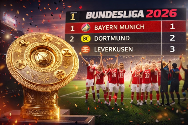 Bảng xếp hạng Bundesliga 2026 và cơ hội vô địch của Bayern Munich với hình ảnh chiếc đĩa bạc vô địch